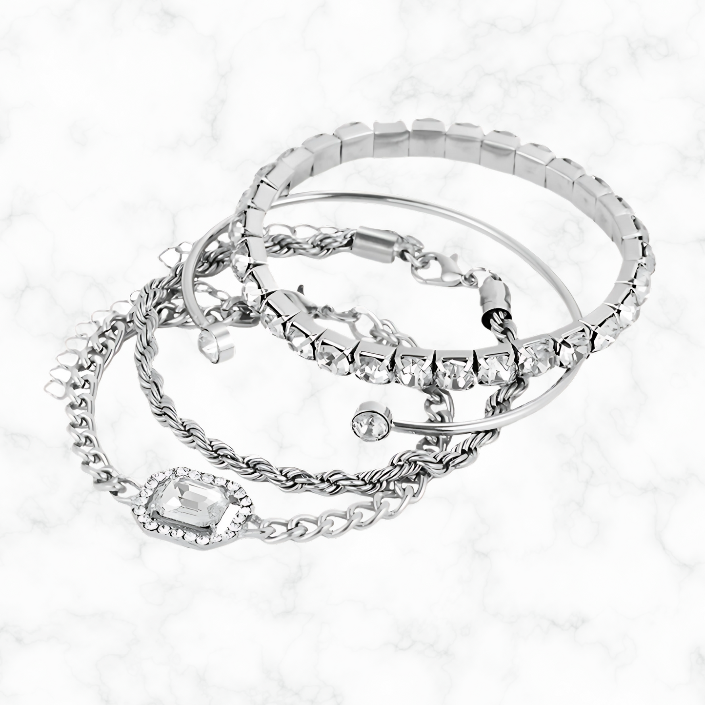 4 delige diamant armbanden set