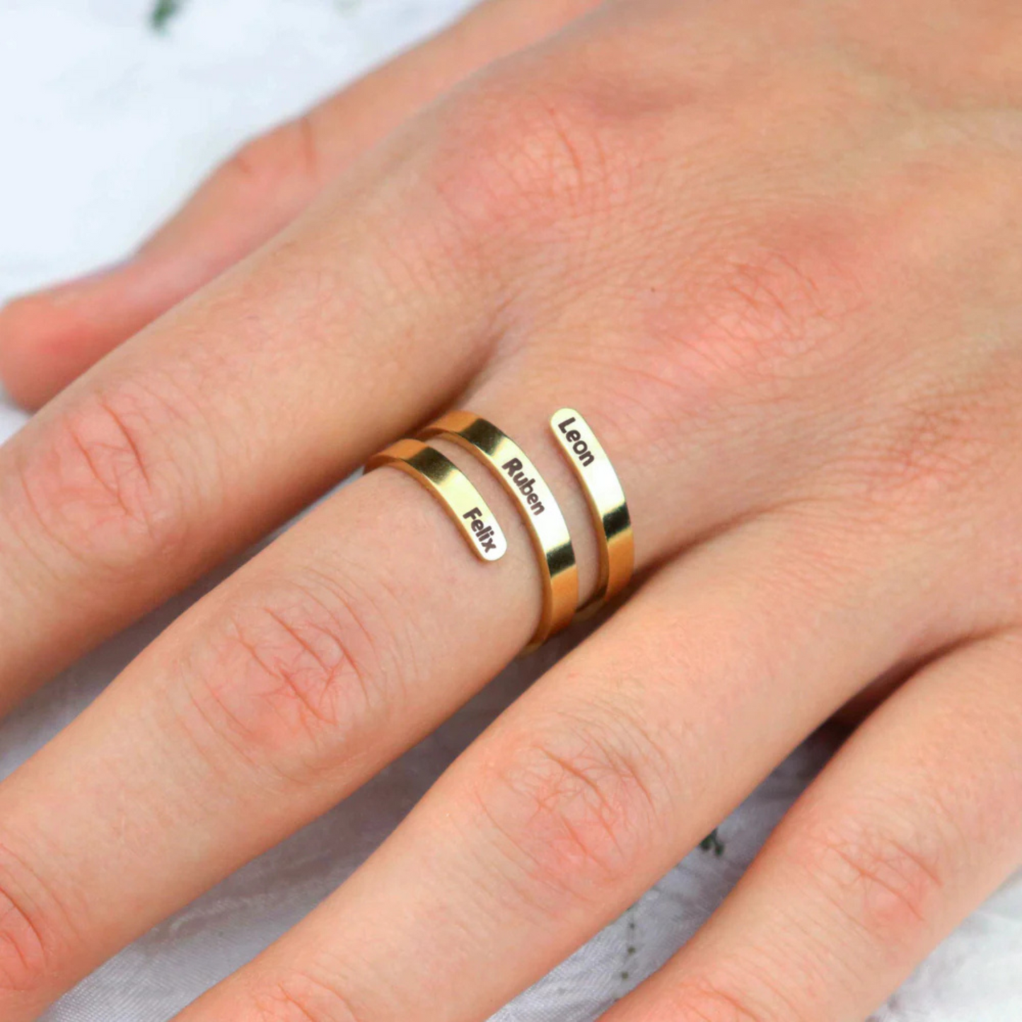 Gepersonaliseerde 3 namen ring