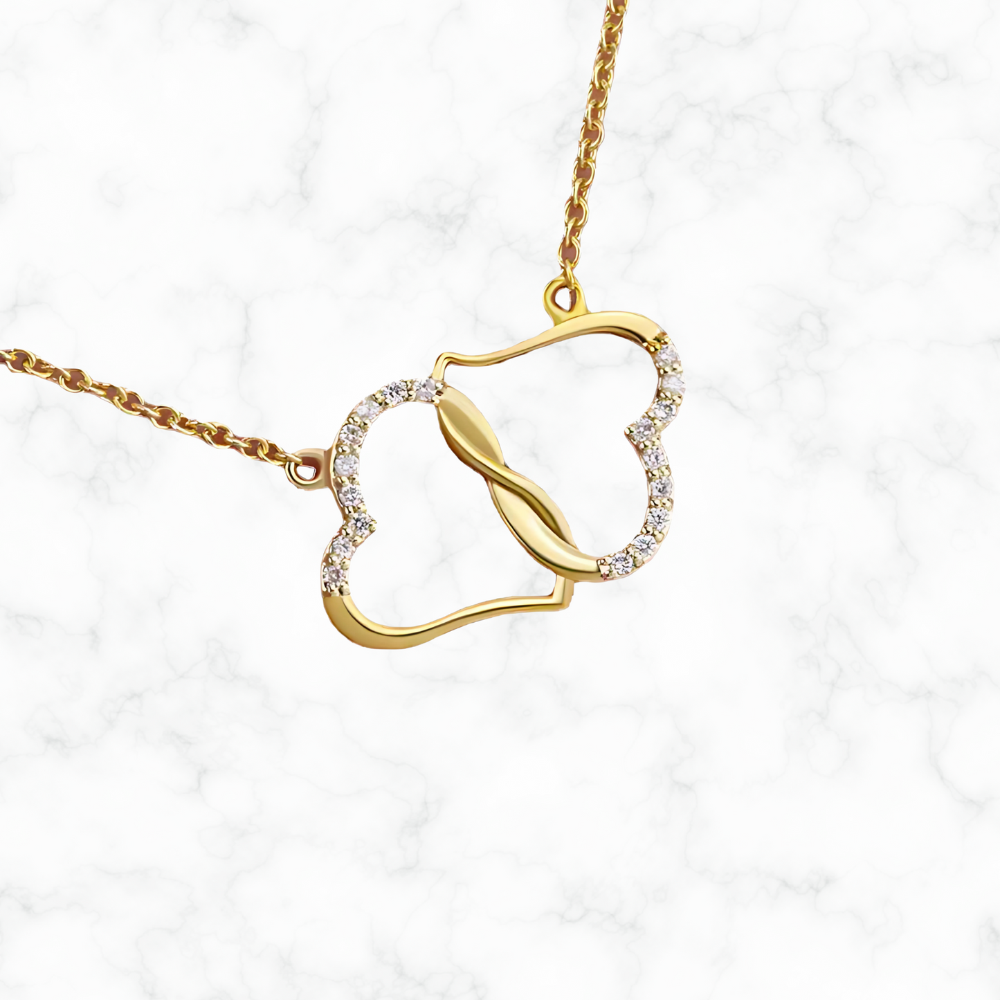 Dubbel Hartjes Ketting met Zirkonia