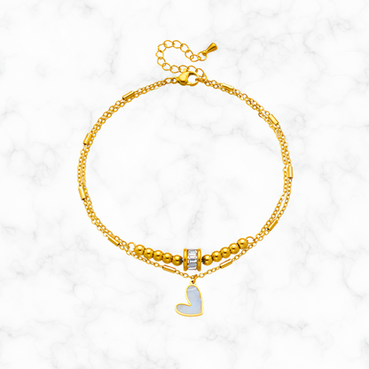 Gouden Enkelband met Hartbedel