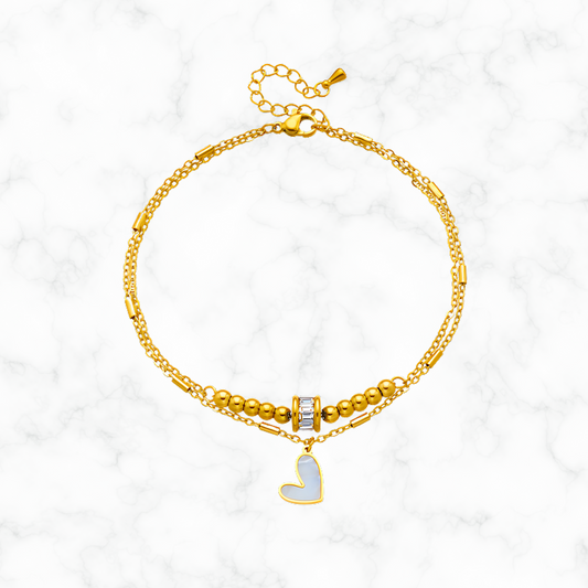 Gouden Enkelband met Hartbedel