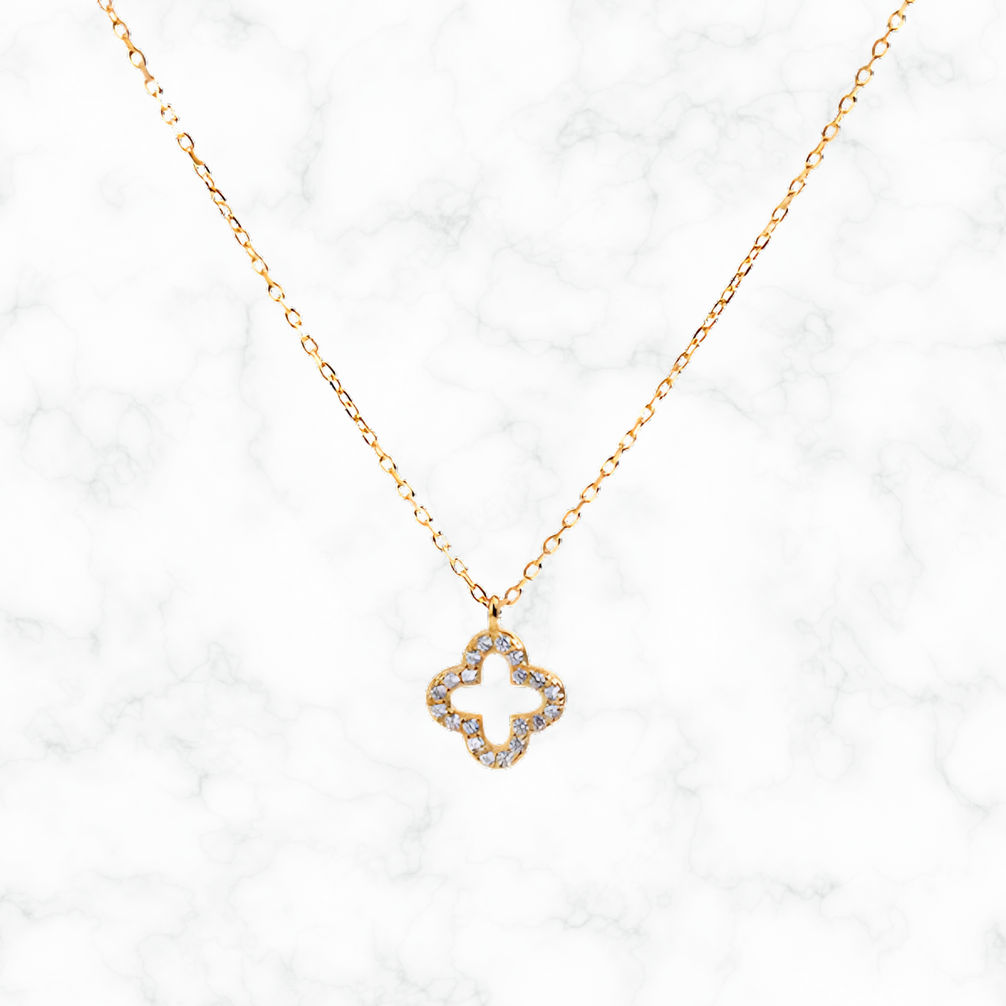 Klavertje Vier Ketting met Diamanten