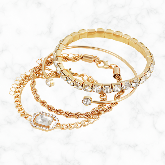 4 delige diamant armbanden set