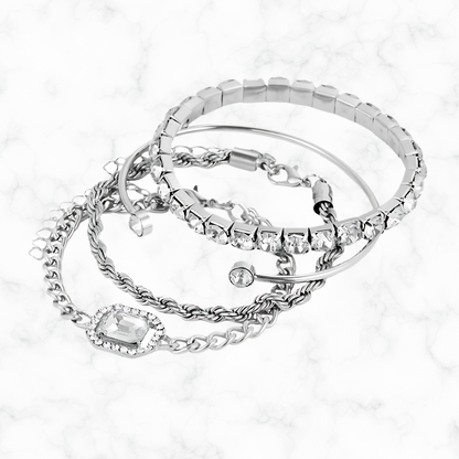4 delige diamant armbanden set