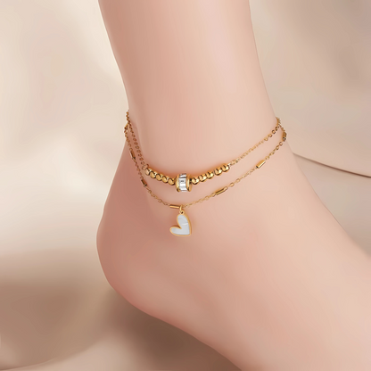 Gouden Enkelband met Hartbedel
