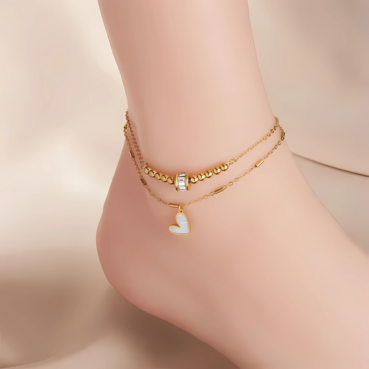 Gouden Enkelband met Hartbedel