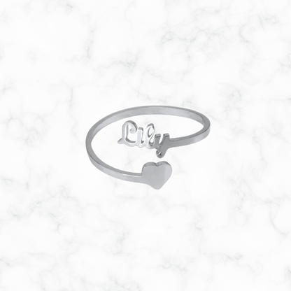 Gepersonaliseerde hartjes/naam ring