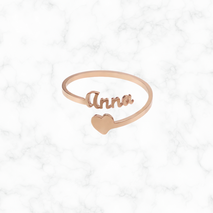 Gepersonaliseerde hartjes/naam ring