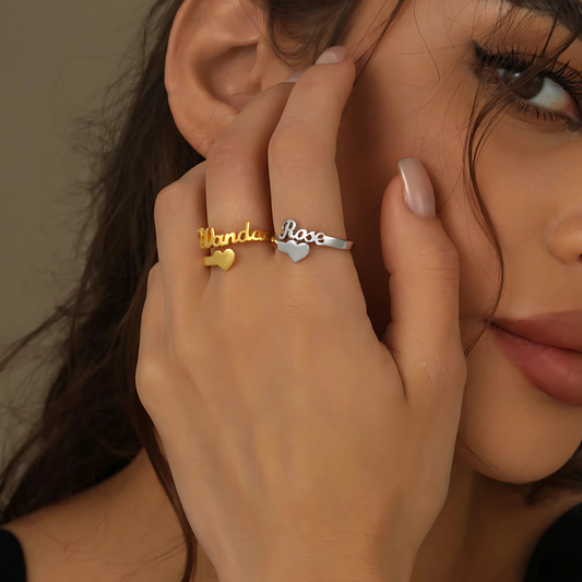 Gepersonaliseerde hartjes/naam ring