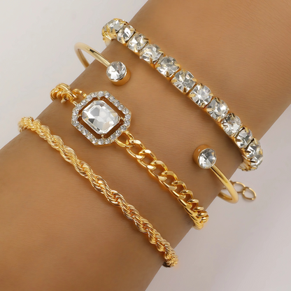 4 delige diamant armbanden set