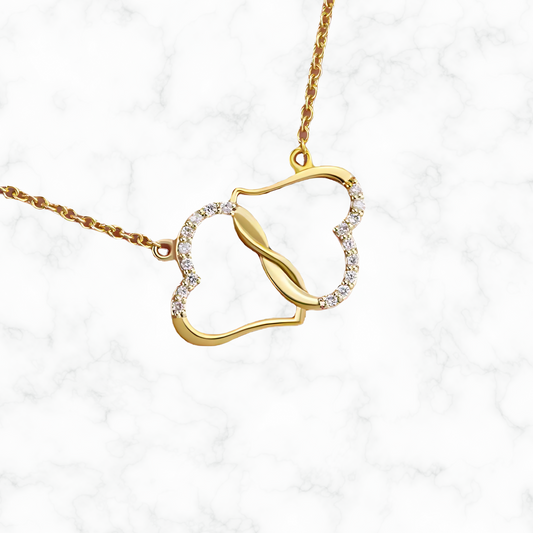 Dubbel Hartjes Ketting met Zirkonia